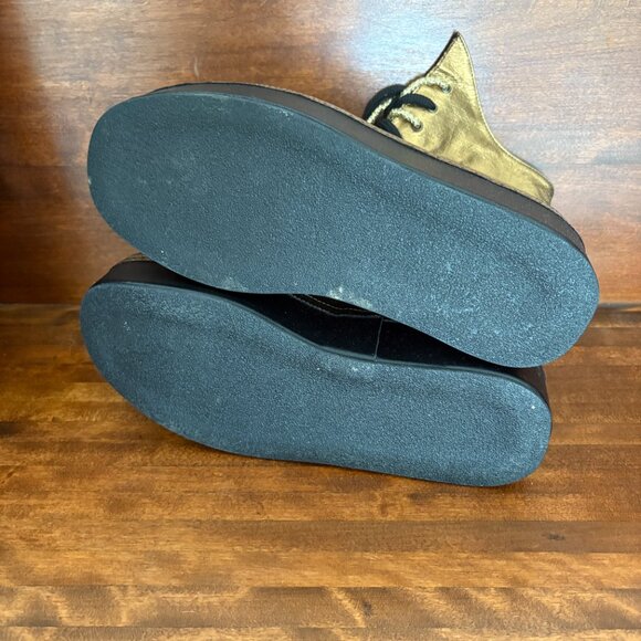 Buffalo London Vintage Metallic Copper and Black Leather Platform Boots Size 40 - Picture 4 of 11